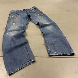 vintage y2k paint splatter jeans 34x32